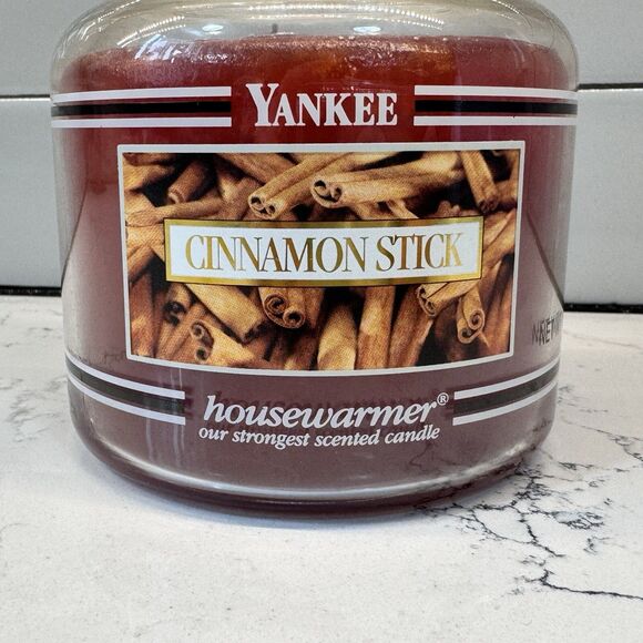 Vtg YANKEE CANDLE BLACK BAND WHITE LABEL HOUSEWARMER CANDLE Cinnamon Stick 14.5 - Picture 5 of 16